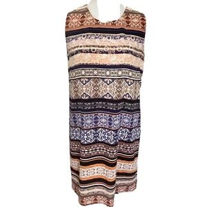Artisan NY Shift Dress Women Sz 4 Sleeveless Multi Color‎ Minimalist Resort Poly